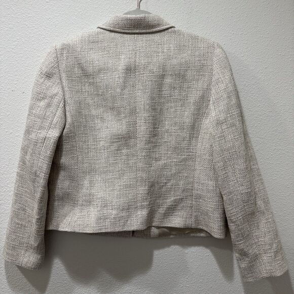 Talbots Blazer Cream Tweed Jacket Blazer Sz 12 Pockets Gold Buttons Lined NEW - Picture 7 of 9